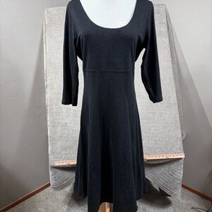 Toad&Co Eco Organic Cotton Tencel Knit Dress Black 3/4 Sleeve Medium
